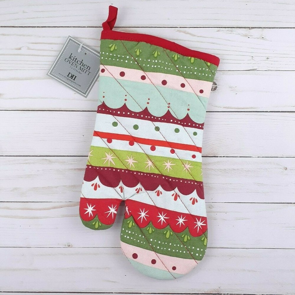 Kitchen Oven Mitt Holiday Stripe Cooking Baking